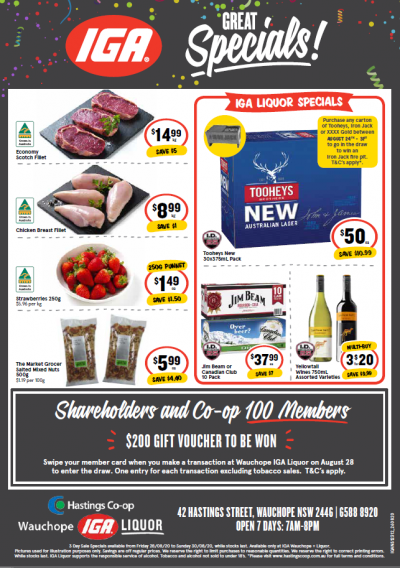 Wauchope IGA's 10th Birthday catalogue - page 2 with member promotion